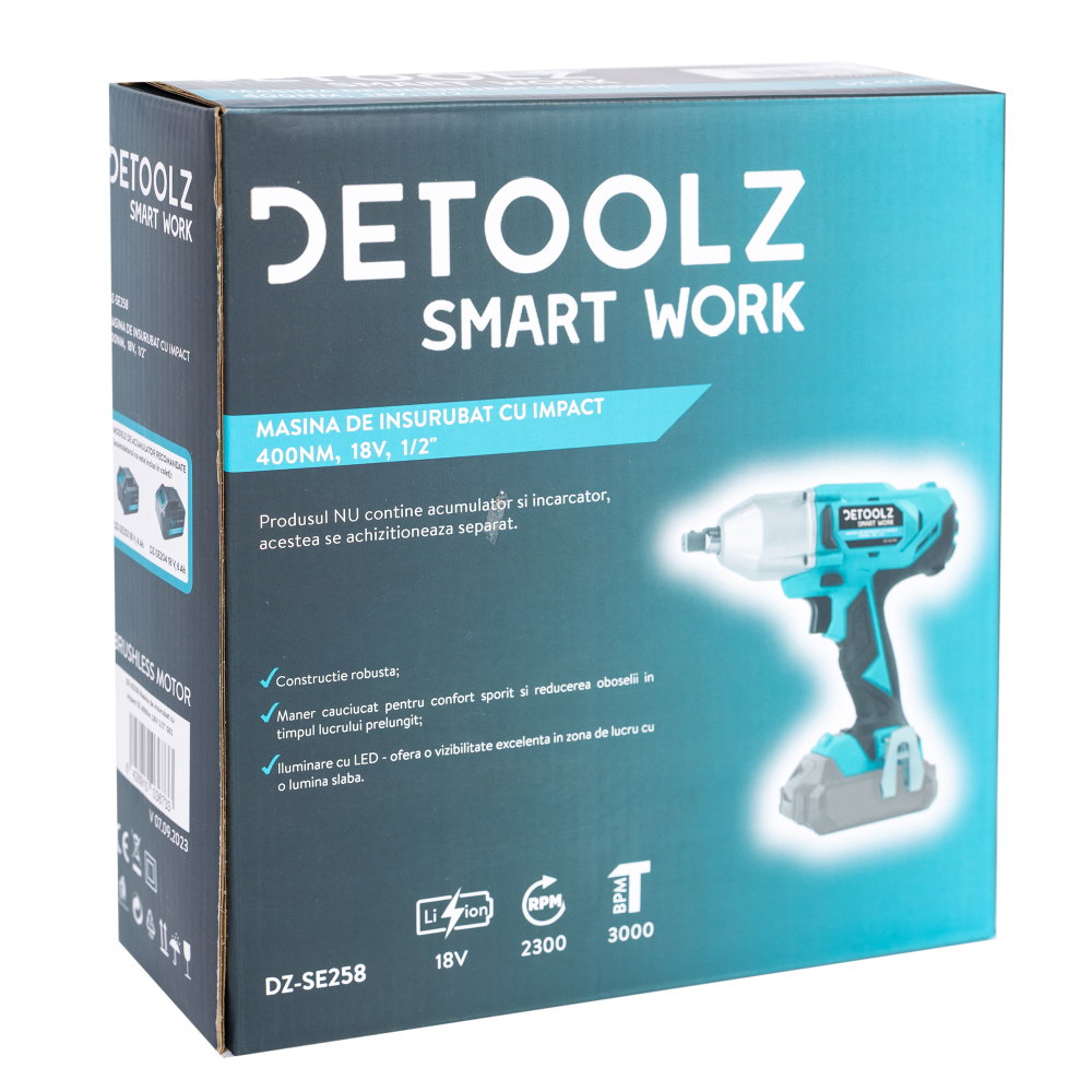 Masina de insurubat cu impact Detoolz DZ-SE258 400 Nm 18V Li-ion [2]