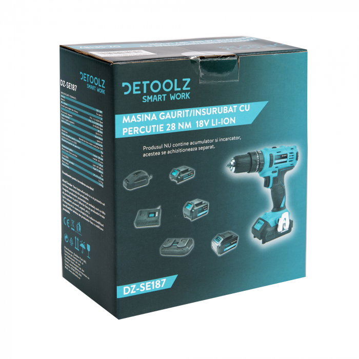 Masina gaurit insurubat cu percutie Detoolz DZ-SE187 28Nm 18V Li-ion [10]