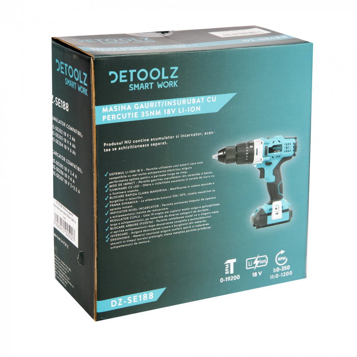 Masina gaurit insurubat cu percutie Detoolz DZ-SE188 35Nm 18V Li-ion [10]