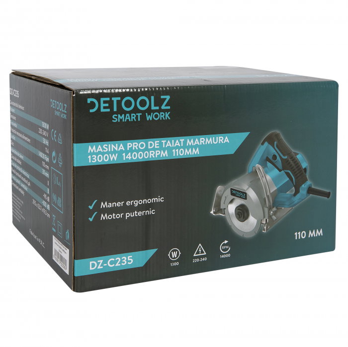 Masina PRO de taiat marmura Detoolz DZ-C235 1300W 14000rpm 110mm [7]