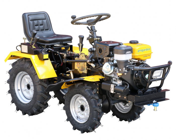 Mini tractor ProGARDEN Campo T18, 18CP, benzina, ridicare hidraulica fata si spate, transmisie sincronizata, capota cu 4 faruri, roti metalice spate si plug cu 2 brazdare [2]