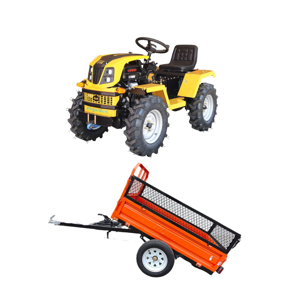 Minitractor articulat 4x4 ProGARDEN Campo T18 V27, motor Loncin 18 CP, benzină + Remorca 750 kg [1]