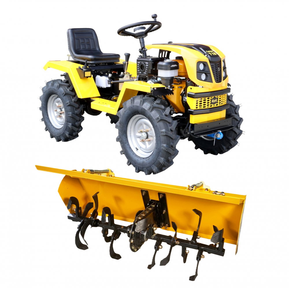 Minitractor ProGARDEN Campo T18 G2 4560000078 4x4, 18CP, benzina, hidraulica fata-spate, roti 6.00-12 cu freza tractata [1]