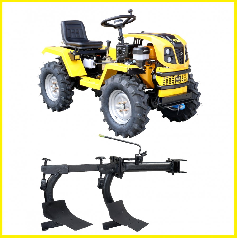 Minitractor ProGARDEN Campo T18 G2 4560000078 4x4, 18CP, benzina, hidraulica fata-spate, roti 6.00-12 + plug cu doua brazdare [1]