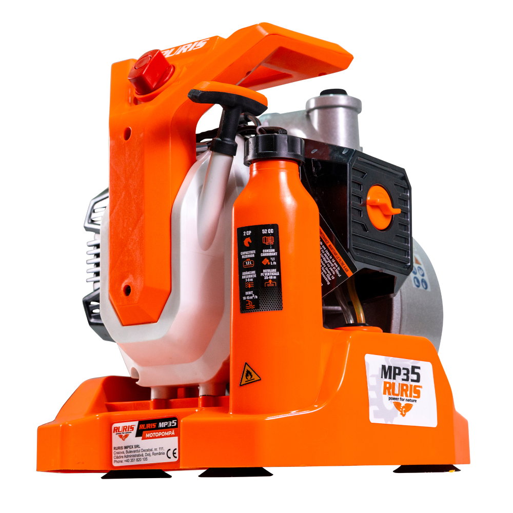 Motopompă RURIS MP35, 2 CP, 52 cc, debit 10-15 m³/h, racord 1.5 inch [3]