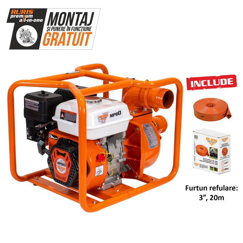 Motopompa RURIS MP 80 + furtun refulare 3`` 20m 7 CP [1]