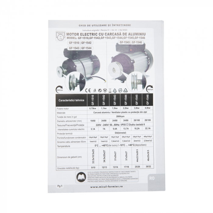 Motor electric Micul Fermier GF-1510 2800RPM 0.75Kw cu carcasa de aluminiu [6]