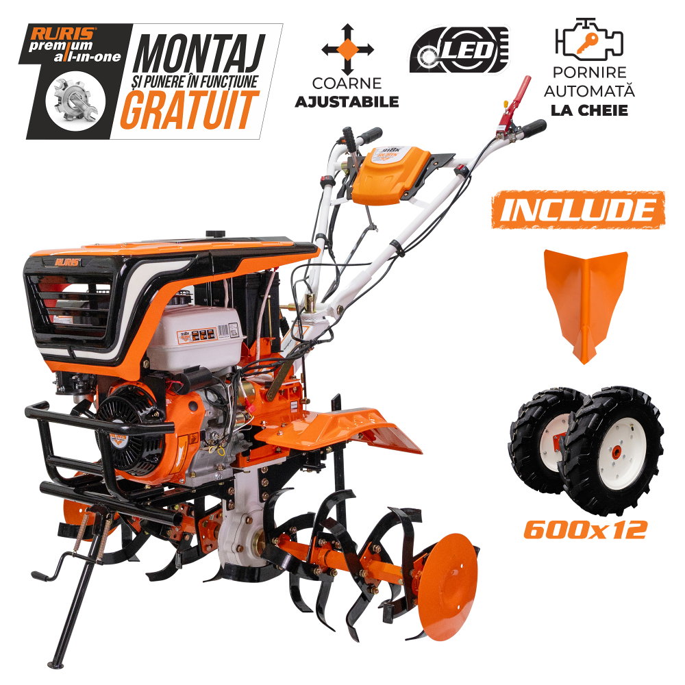Motosapatoare RURIS 918K 18 CP, 2+1 trepte, latime lucru 75-110 cm + roti cauciuc 6.00-12+rarita [1]