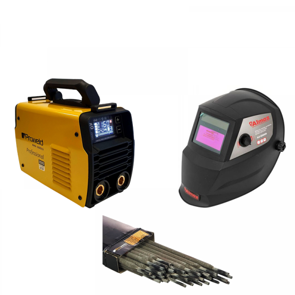Pachet aparat de sudura Proweld MMA-160LCD + Masca de sudura cu reglaj automat Almaz BY350E-ROSE + 5Kg Electrozi rutilici Proweld 2.5 mm E6013 [1]