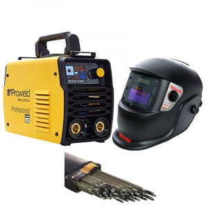 Pachet aparat de sudura Proweld MMA-220LCD + Masca de sudura cu reglaj automat Almaz BY350E-ROSE + 5Kg Electrozi rutilici Proweld 3.2 mm E6013 [1]