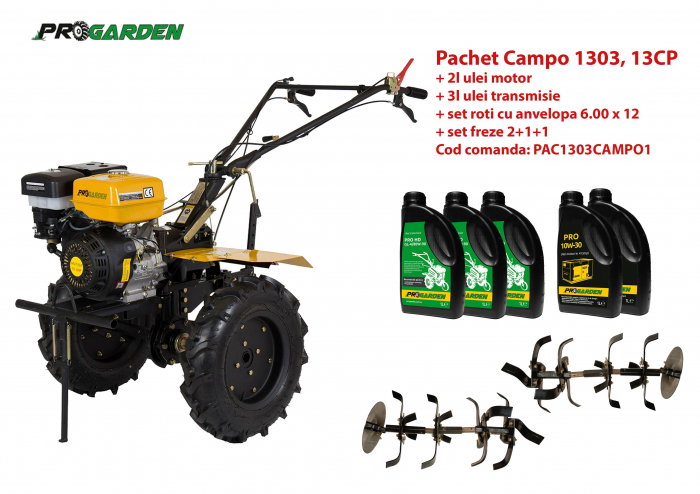 Pachet motocultor Campo 1303, benzina, 13CP, 2+1 trepte, ulei motor si transmisie incluse [1]