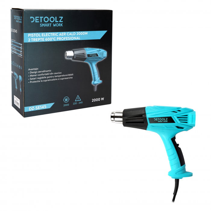 Pistol aer cald Detoolz DZ-SE145, 2000 W 2 trepte 600ᵒC [3]