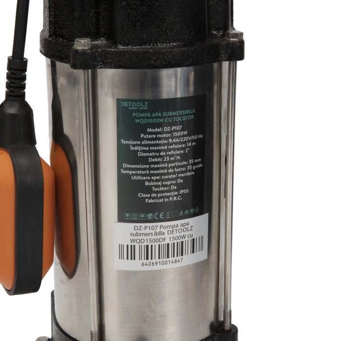Pompa apa submersibila Detoolz DZ-P107 WQD1500DF 1500W, 2 toli, cu tocator [2]