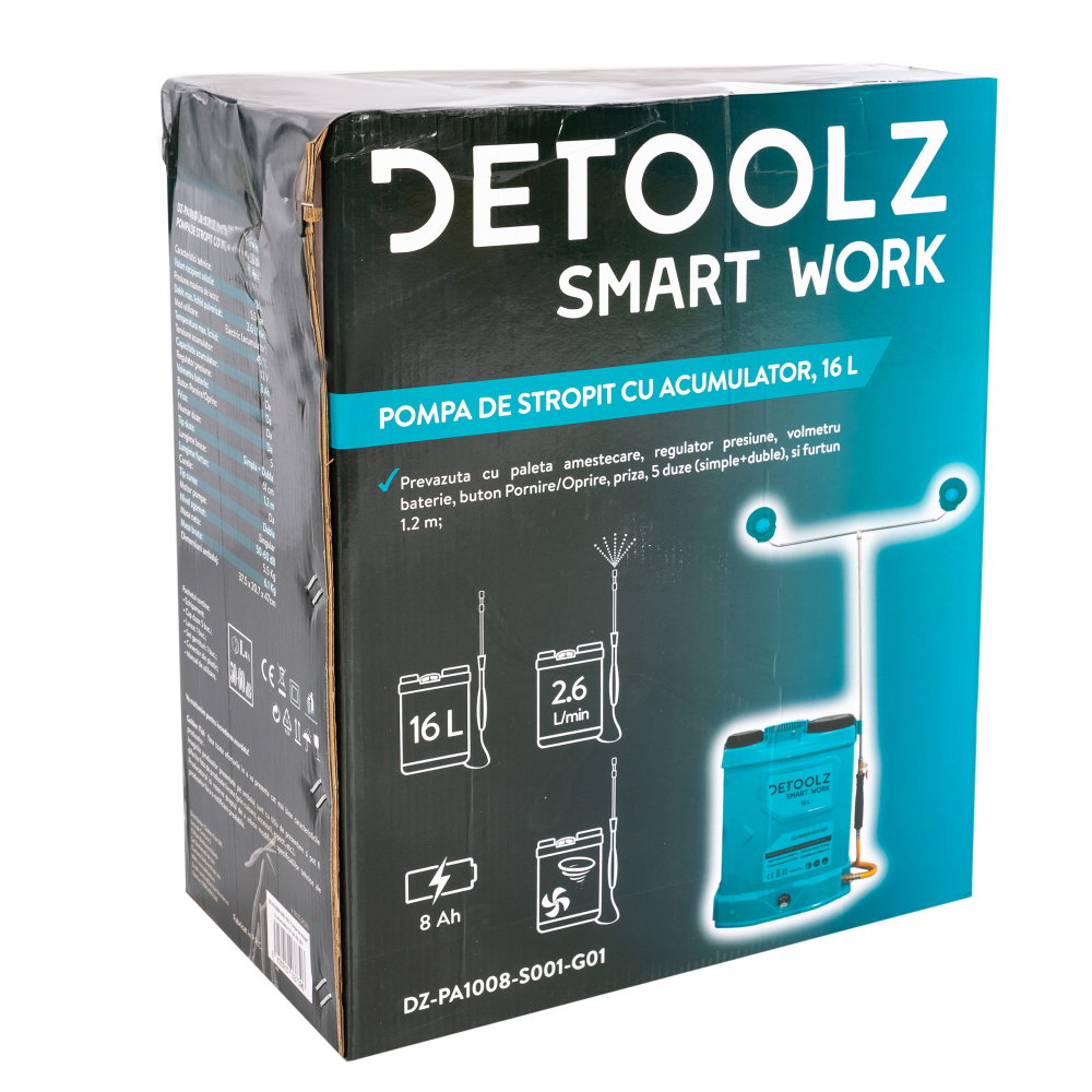 Pompa de stropit cu acumulator, Detoolz 16L [11]