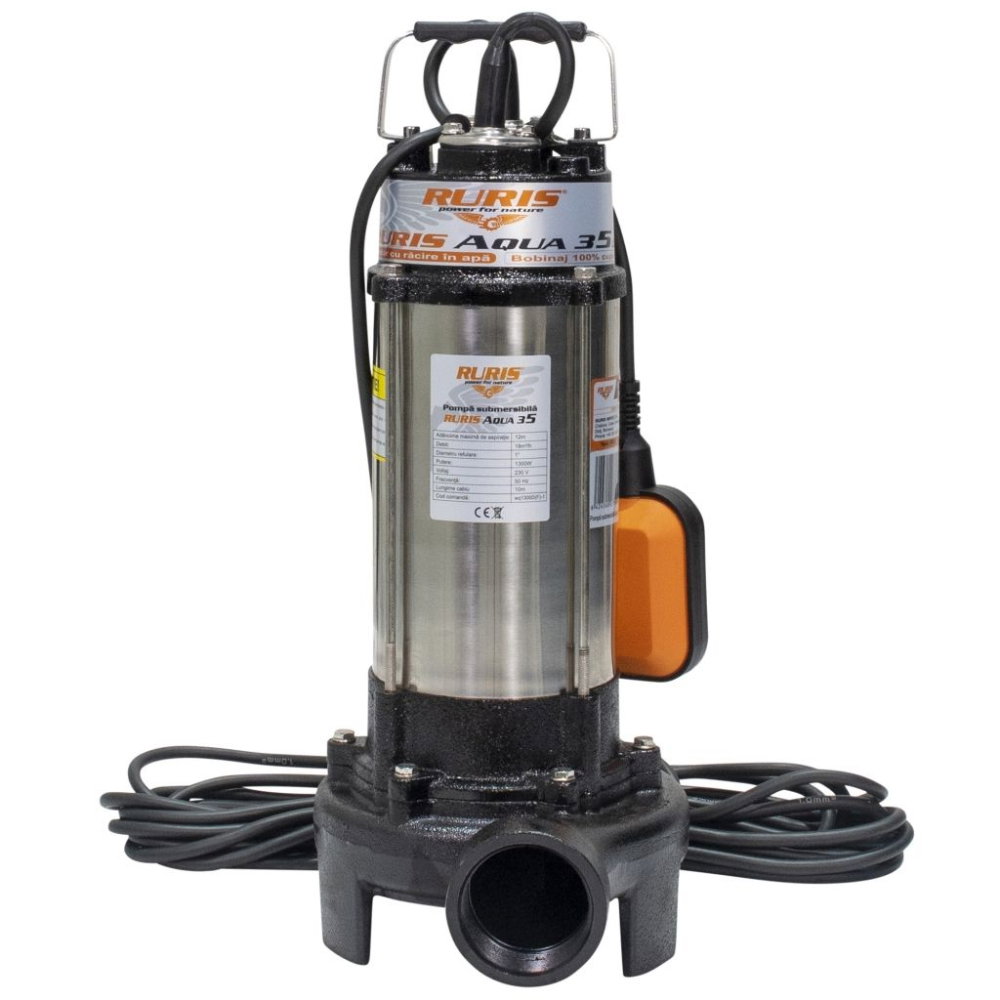 Pompa submersibila cu tocator RURIS Aqua 35, 1300W, 18 m³/h, apa murdara, flotor automat [1]