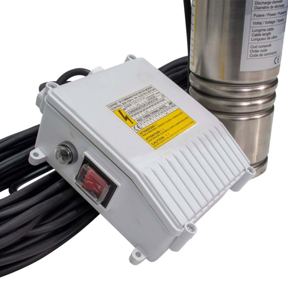 Pompa submersibila pentru puturi RURIS Aqua 104, 1100W, 100m, 1.8 m³/h, panou control inclus [2]