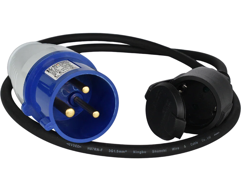 Prelungitor-adaptor KS EX1M-1S Konner & Sohnen, 3600 W, 1 metru, stecher 1 x 32А / 230V, prize 1 x 16А / 230V, cablu 3*1.5 mm din cupru [1]