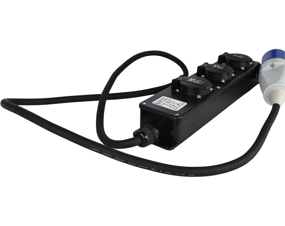 Prelungitor-adaptor KS EX1.5M-3S Konner & Sohnen, 5000 W, 1.5 metri, stecher 1 x 32А / 230V, prize 3 x 16А / 230V, cablu 3*2.5 mm din cupru [2]