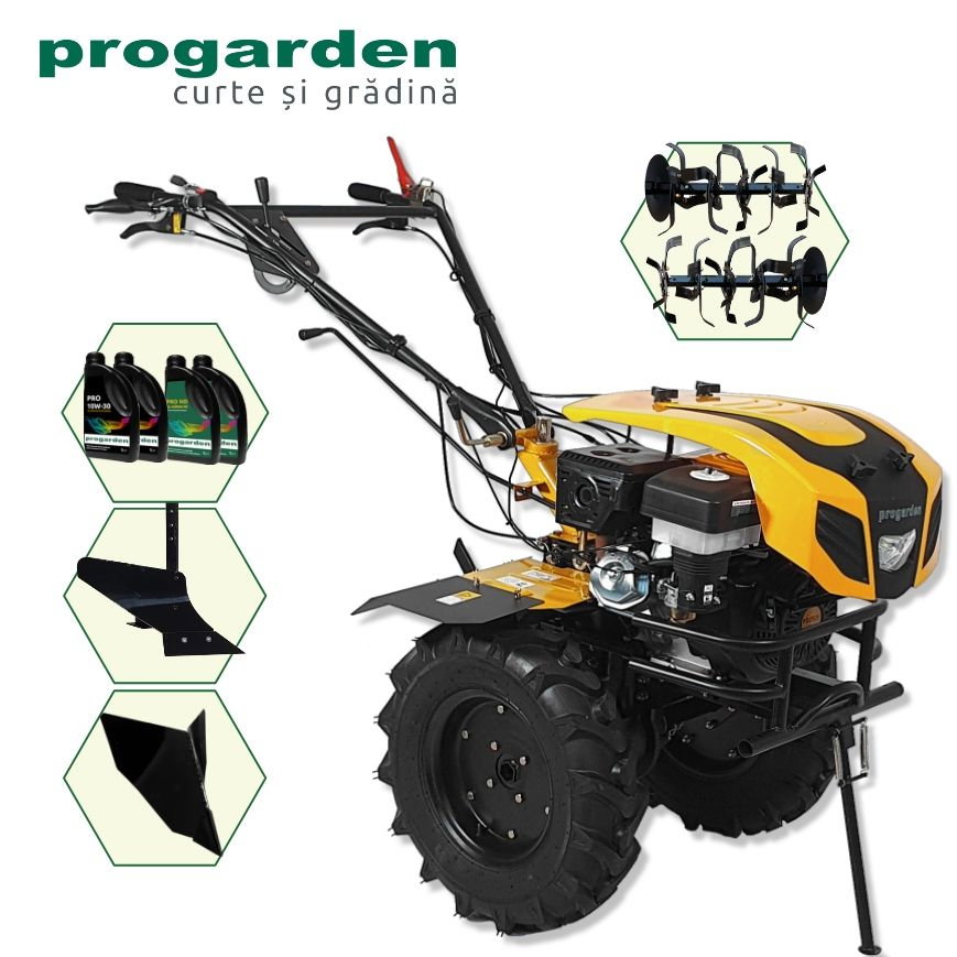 ProGARDEN Pachet Campo 1844 Motocultor 18CP + Plug simplu + Plug bilonat/rarita + 4L Ulei [1]