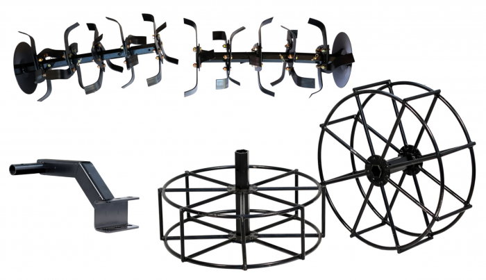 ProGARDEN Set roti metalice 500x170, manicot cu flanse, hex 23mm si ansamblu sapare, hex 32mm, 2x4x(3+1+1+D) segmente, flanse extensie cutite pentru minitractor Campo T [1]