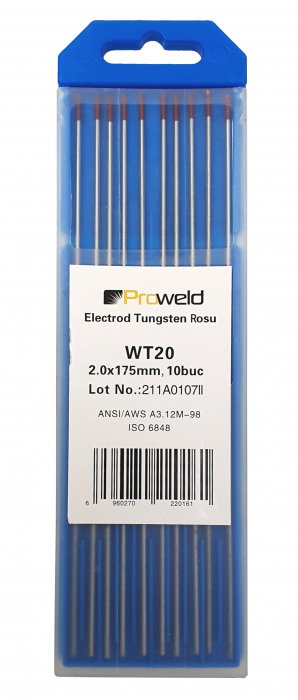 ProWELD WT20 Electrozi tungsten rosu, 2.0x150mm, 10buc [1]