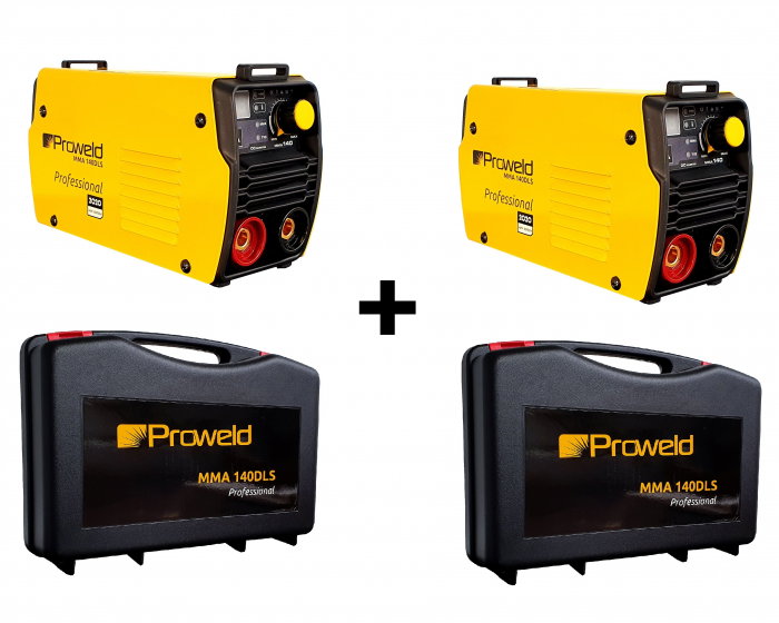 Pachet promotional 2xProWeld MMA 140DLS invertor sudare electrod 3.2 mm cu valiza de transport, 3 ani garantie [1]