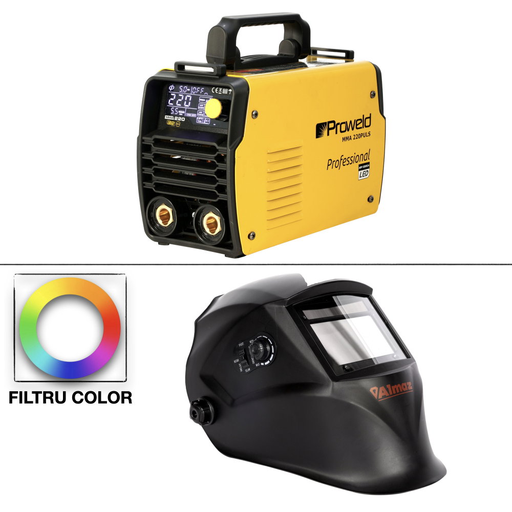 ProWELD MMA 220 Puls invertor sudare, 220 Amperi, garantie 3 ani + Masca de sudura color AZ-ES042 [1]