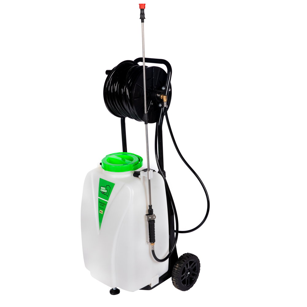 Pulverizator Micul Fermier cu acumulator si roti, bazin de 40L, furtun 30 m, lance telescopica [4]