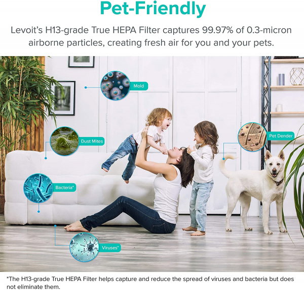 Purificator de aer Levoit CORE P350-RAC PET CARE, filtru true HEPA, carbon activ, super silent, filtrare 99.97%, 100% fara ozon, touch screen, alb [6]
