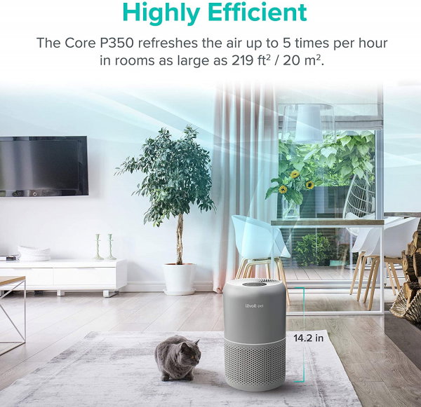 Purificator de aer Levoit CORE P350-RAC PET CARE, filtru true HEPA, carbon activ, super silent, filtrare 99.97%, 100% fara ozon, touch screen, alb [2]