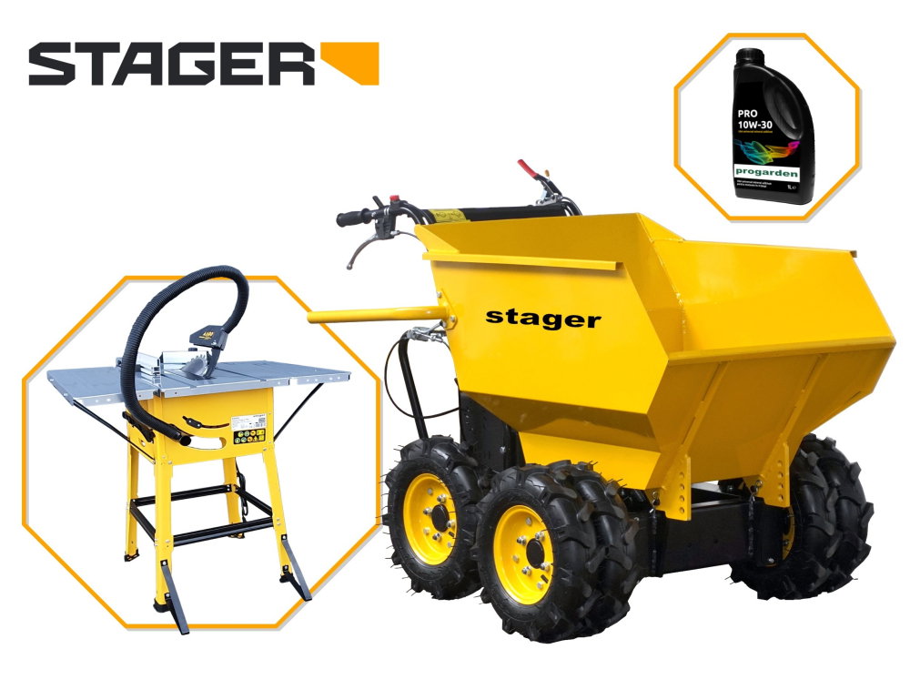 Roaba cu motor termic Stager RMT500 5160009618  6.5CP, 500kg, 6 roti, basculabila, tractiune integrala, diferential + masa te taiere Stager [1]