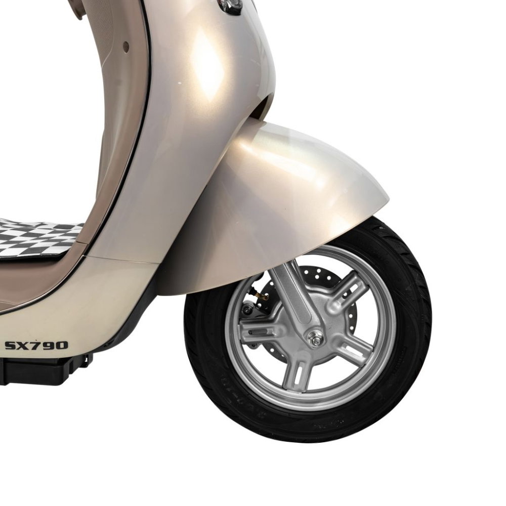 Scuter electric retro RURIS PILOT SX790 GOLD, 800W, autonomie pana la 70 km, 2 locuri [6]
