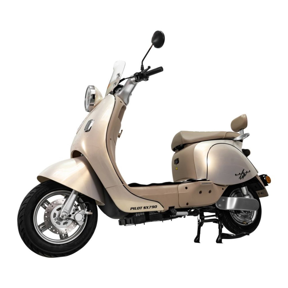 Scuter electric retro RURIS PILOT SX790 GOLD, 800W, autonomie pana la 70 km, 2 locuri [3]