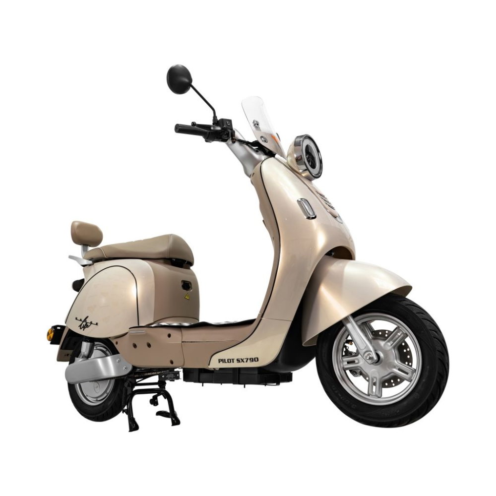 Scuter electric retro RURIS PILOT SX790 GOLD, 800W, autonomie pana la 70 km, 2 locuri [4]