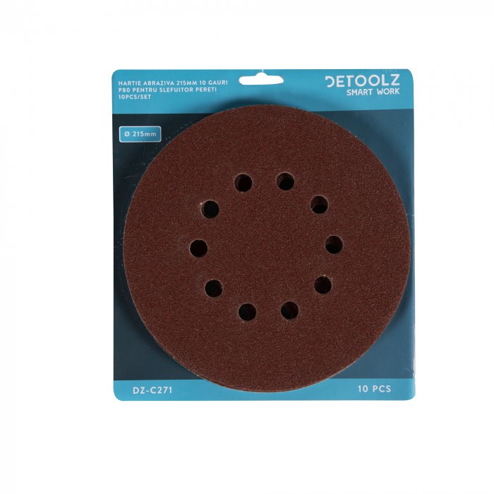 Set 10 hartie abraziva Detoolz DZ-C271 P80 10 gauri 215mm [4]