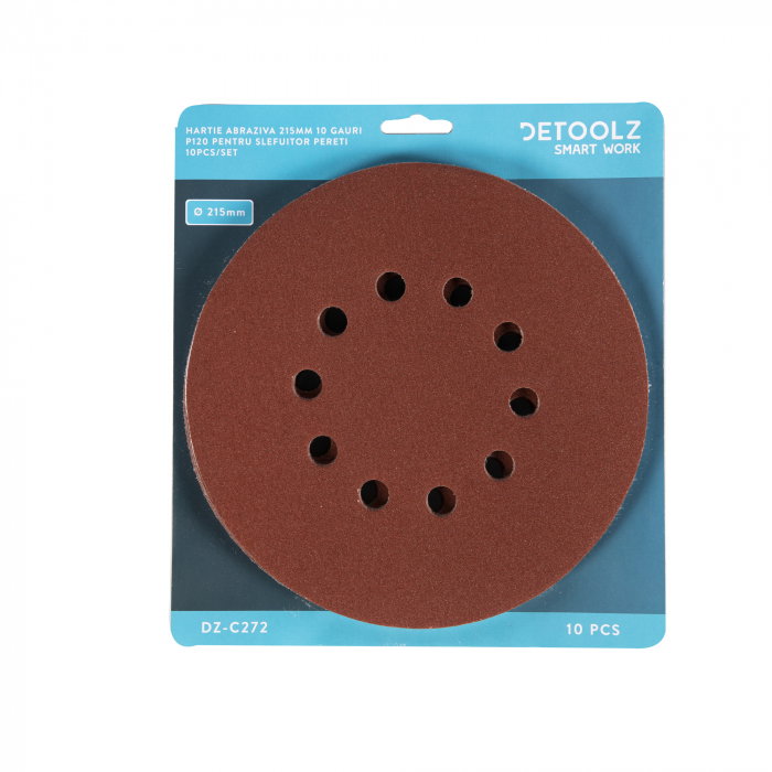 Set 10 hartie abraziva Detoolz DZ-C272 P120 10 gauri 215mm [3]