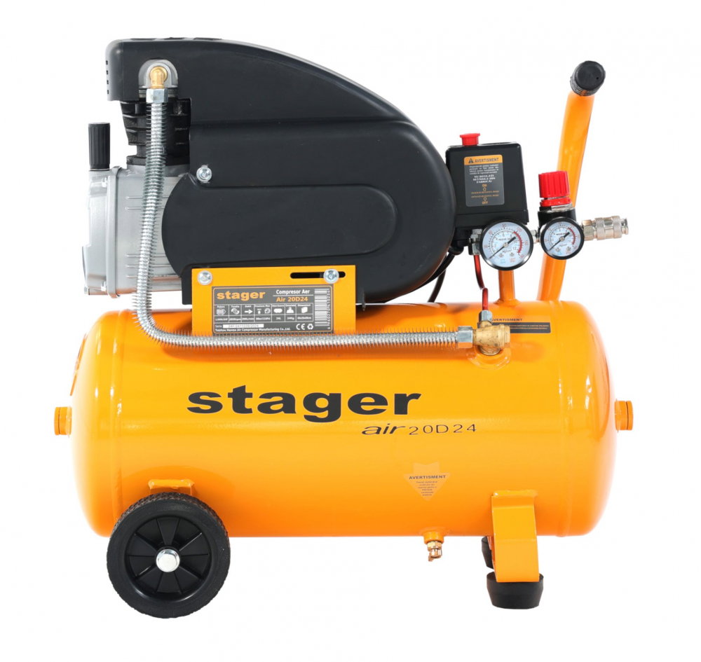 Stager Air 20D24 compresor aer, 24L, 8bar, 200L/min, monofazat, angrenare directa [2]