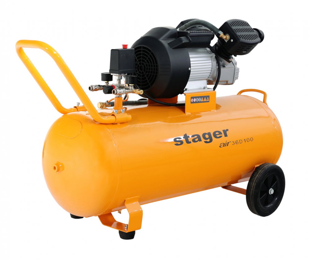 Stager Air 36D100 compresor aer, 100L, 10bar, 356L/min, monofazat, angrenare directa [1]