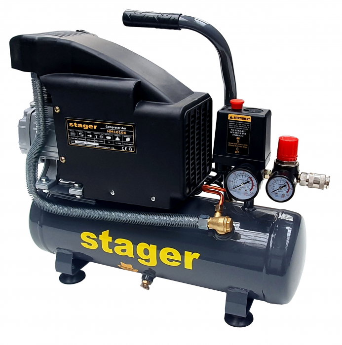 Compresor aer Stager HM1010K 4530101010, 6L, 8bar, 126L/min, monofazat, angrenare directa [1]