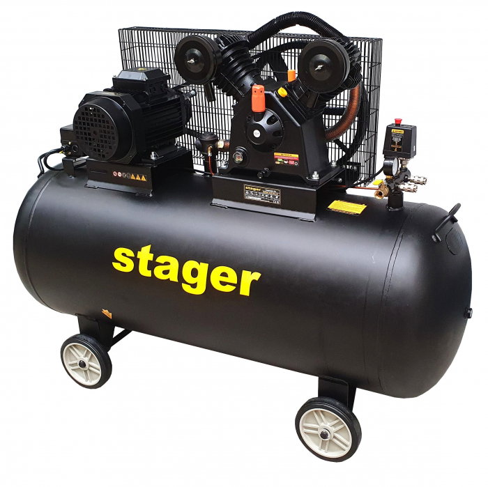 Compresor aer Stager HMV0.6/370-10 453010637010 , 370L, 10bar, 600L/min, trifazat, angrenare curea [1]