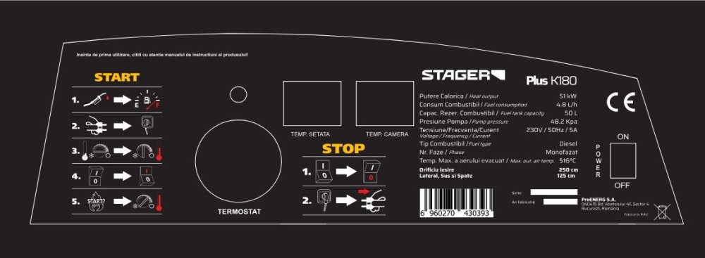 Stager PLUS-K180 Tun de aer cald, ardere directa, 51kW, motorina, 230V, 1060mc [5]