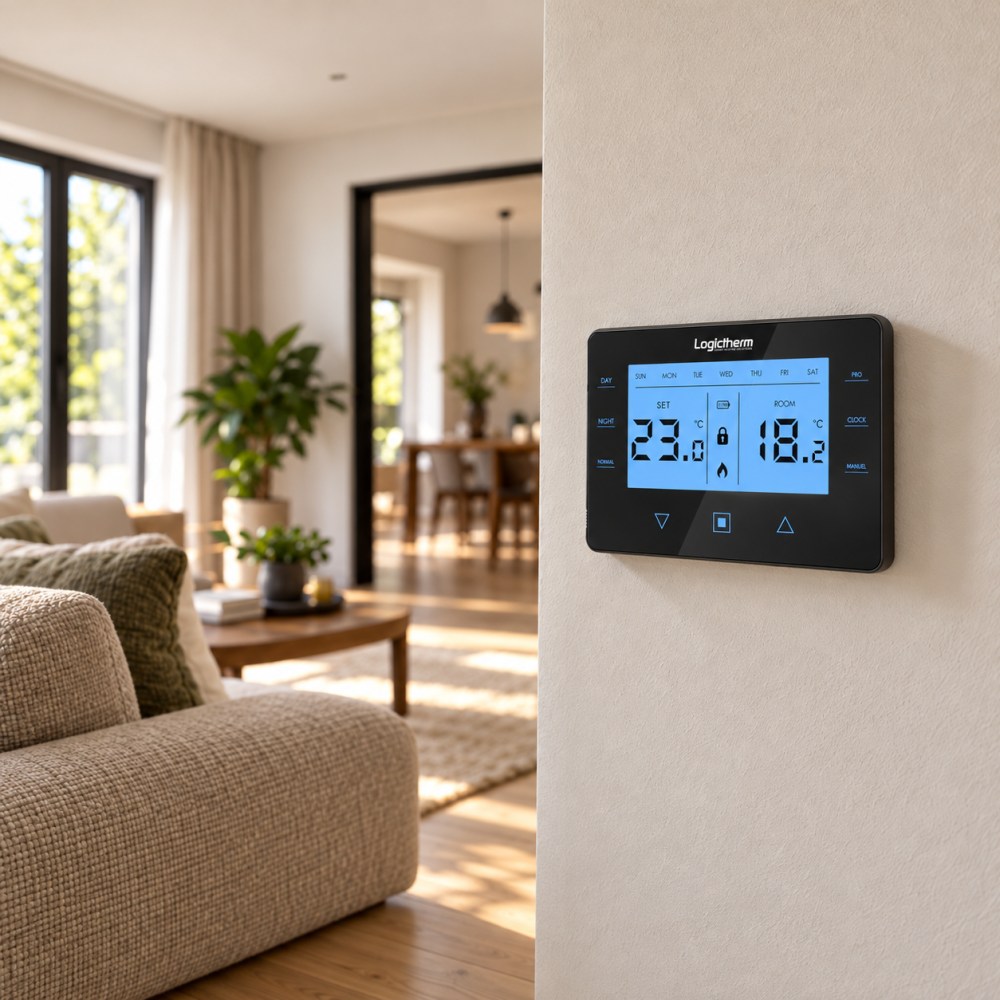 Termostat Logictherm C40 Black WAT1473, negru, cu receptor wireless si suport de perete [2]