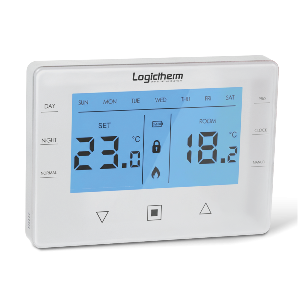 Termostat Logictherm C40 White WAT1472, alb, cu receptor wireless si suport de perete [1]