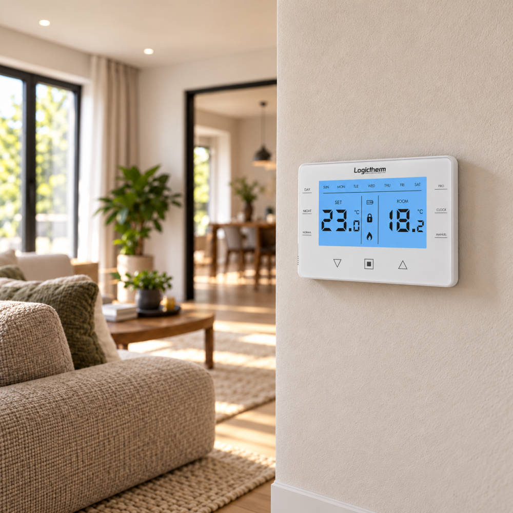 Termostat Logictherm C40 White WAT1472, alb, cu receptor wireless si suport de perete [2]