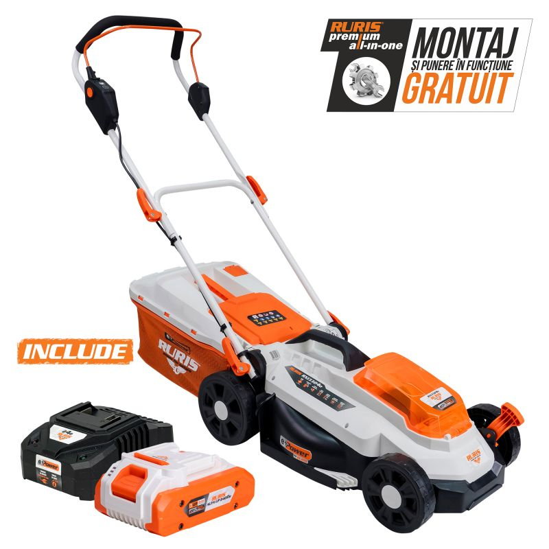 Masina de tuns gazon pe Acumulator RURIS RXI 3324e power alfa up Li-ion: 20V 4 Ah, 33cm (contine acumulator+incarcator) [1]