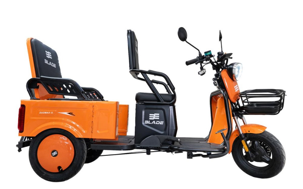 Triciclu electric 2 in 1 BLADE DUO MAX 11, 1200W, Portocaliu/Negru, 2 locuri + bena cargo, autonomie pana la 50 km, CIV inclus [5]