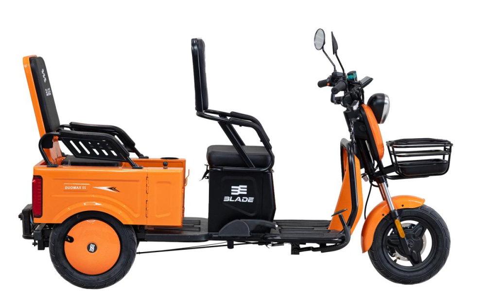 Triciclu electric 2 in 1 BLADE DUO MAX 11, 1200W, Portocaliu/Negru, 2 locuri + bena cargo, autonomie pana la 50 km, CIV inclus [8]