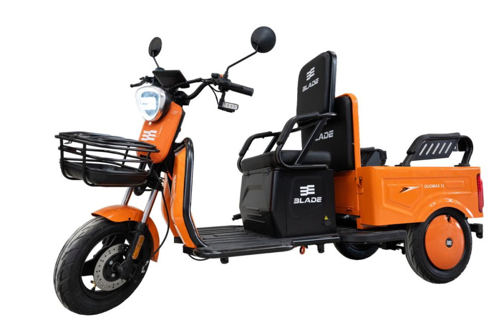 Triciclu electric 2 in 1 BLADE DUO MAX 11, 1200W, Portocaliu/Negru, 2 locuri + bena cargo, autonomie pana la 50 km, CIV inclus [7]