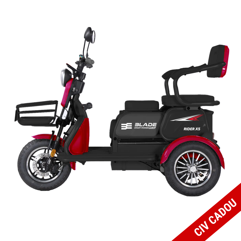 Triciclu electric BLADE VIVA 14  Rosu-Negru, 25 km/h,  1200W, autonomie pana la 50 km, CIV inclus [1]