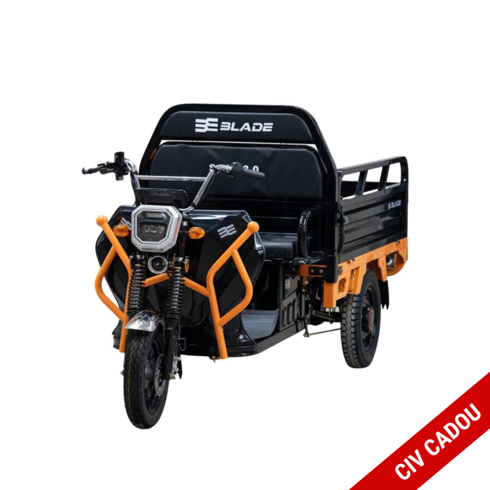 Triciclu electric cargo BLADE Sprint 3.0 Negru-Portocaliu 2000W - CIV inclus [1]
